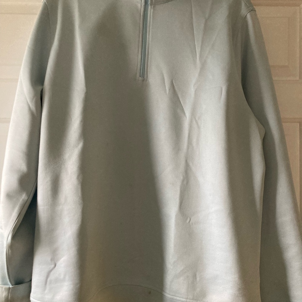 Quarter zip, powder blue.